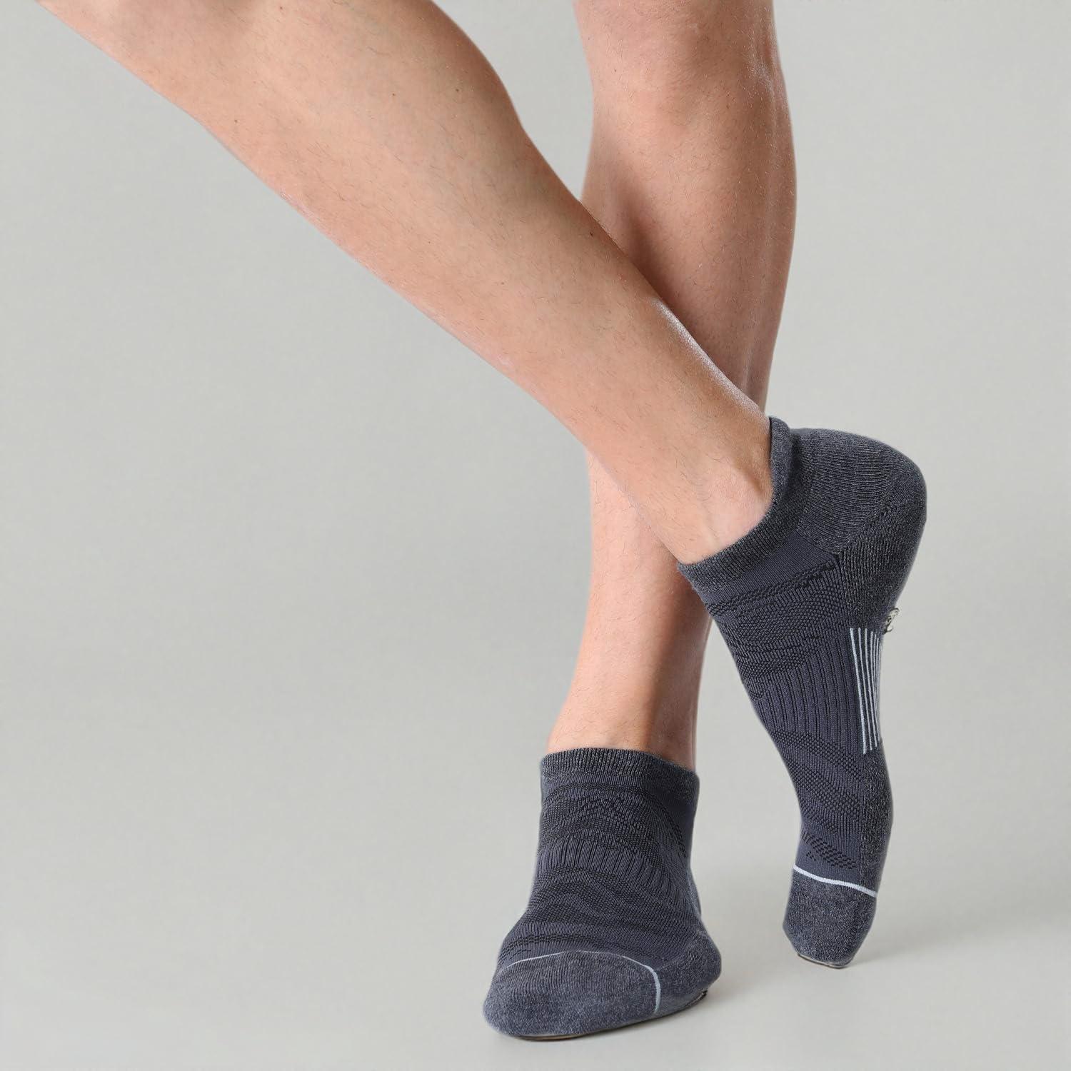 imageFITRELL 6 Pack Mens Ankle Running Socks Low Cut Cushioned Athletic Sports Socks 799121215Dark Greygrey