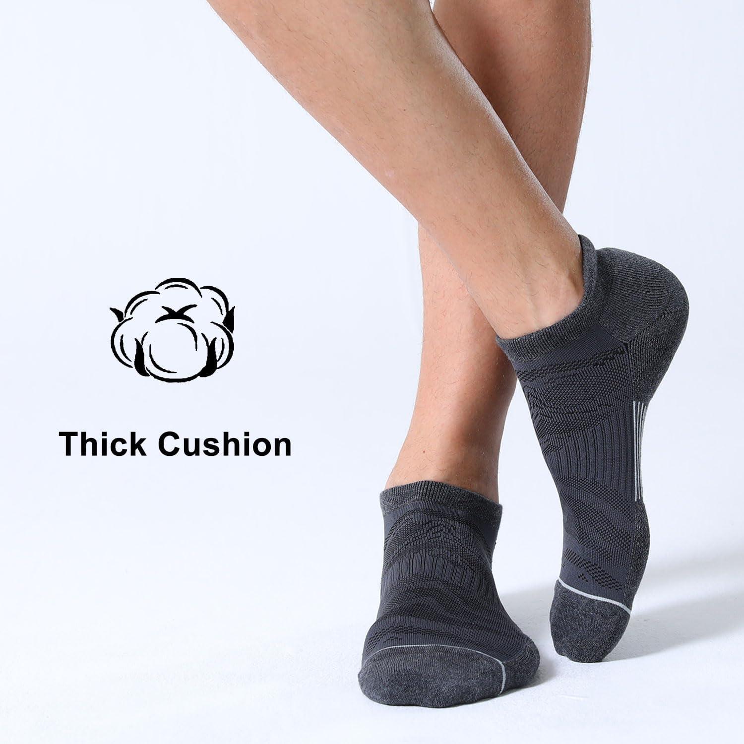 imageFITRELL 6 Pack Mens Ankle Running Socks Low Cut Cushioned Athletic Sports Socks 799121215Dark Greygrey