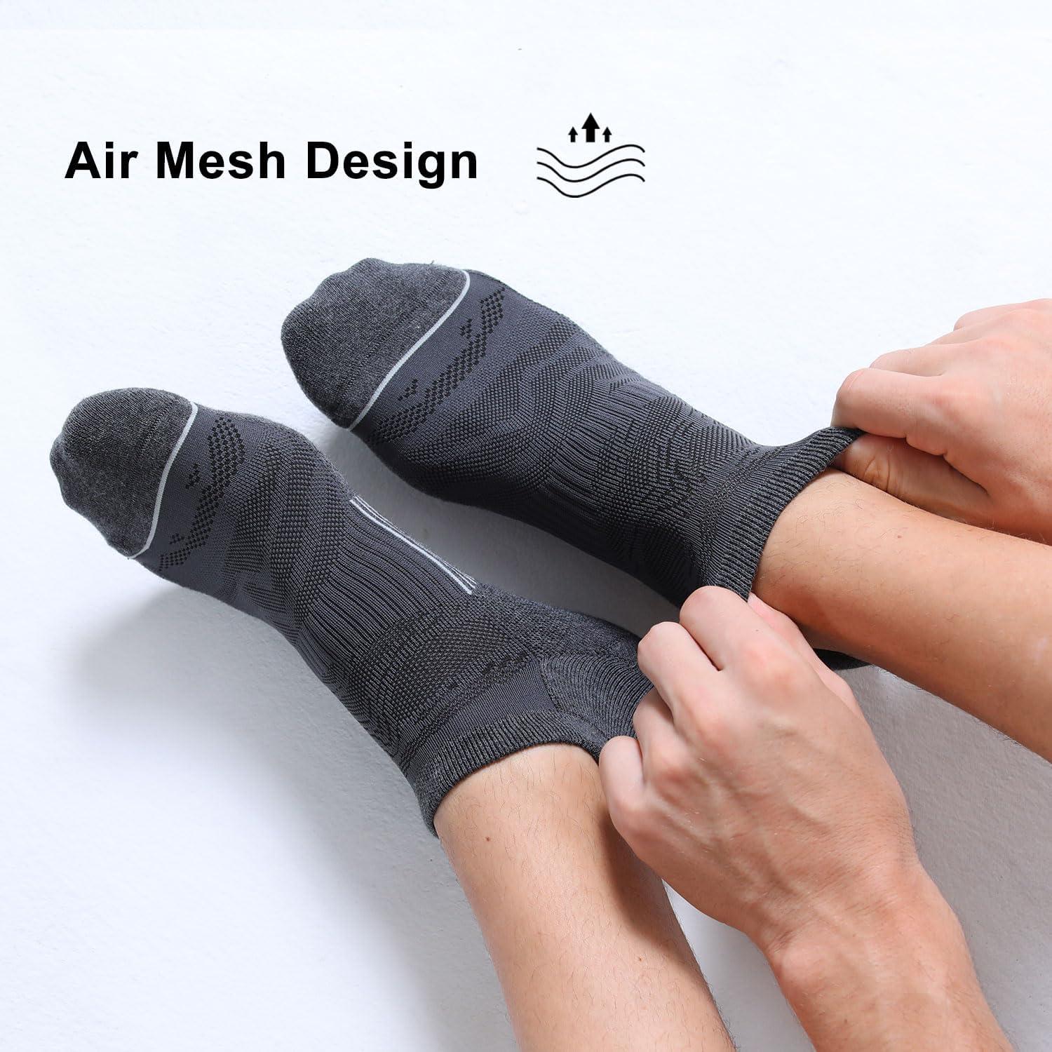 imageFITRELL 6 Pack Mens Ankle Running Socks Low Cut Cushioned Athletic Sports Socks 799121215Dark Greygrey