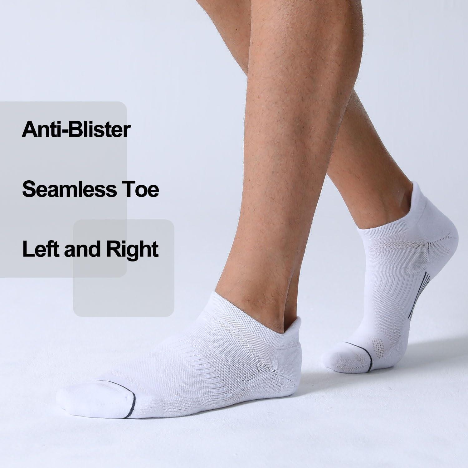 imageFITRELL 6 Pack Mens Ankle Running Socks Low Cut Cushioned Athletic Sports Socks 799121215Whitegrey