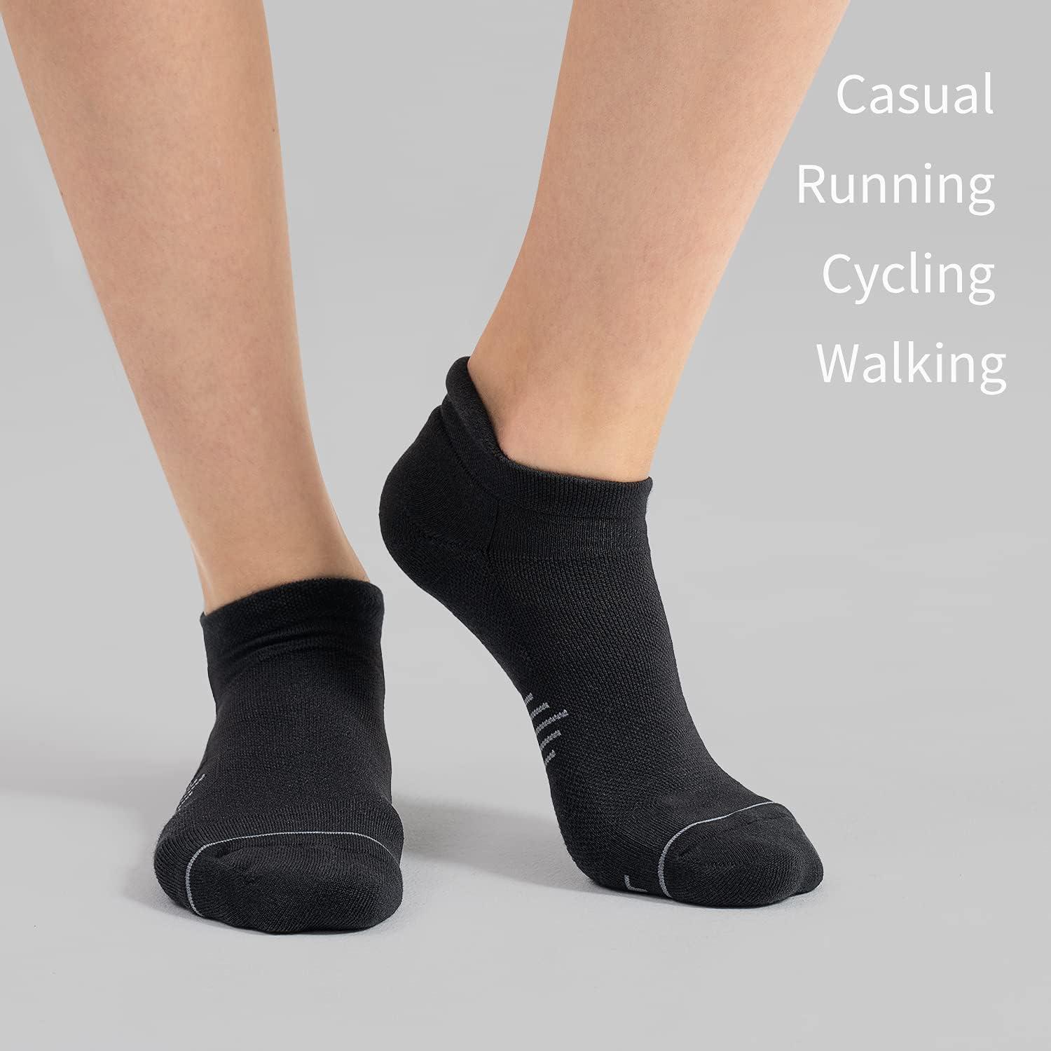 imageFITRELL 6 Pack Womens Ankle Running Socks Cushioned Low Cut Tab Athletic SocksBlack