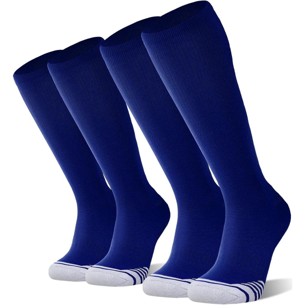 imageFITRELL 23 Pack Baseball Soccer Softball Socks for Kids Youth Men ampamp Women OvertheCalf Knee High Socks Multiple ColorsRoyal Blue 2 Pack