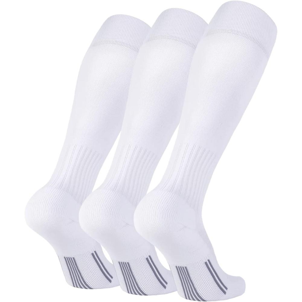 imageFITRELL 23 Pack Soccer Socks Baseball Softball For Youth Kids Boys Girls OverTheCalf Football Socks for Adult Men WomenWhite3