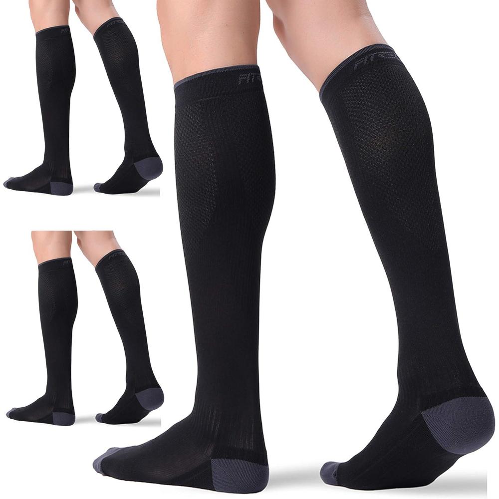 imageFITRELL 3 Pairs Compression Socks for Women and Men 2030mmHgCirculation Support SocksBlack