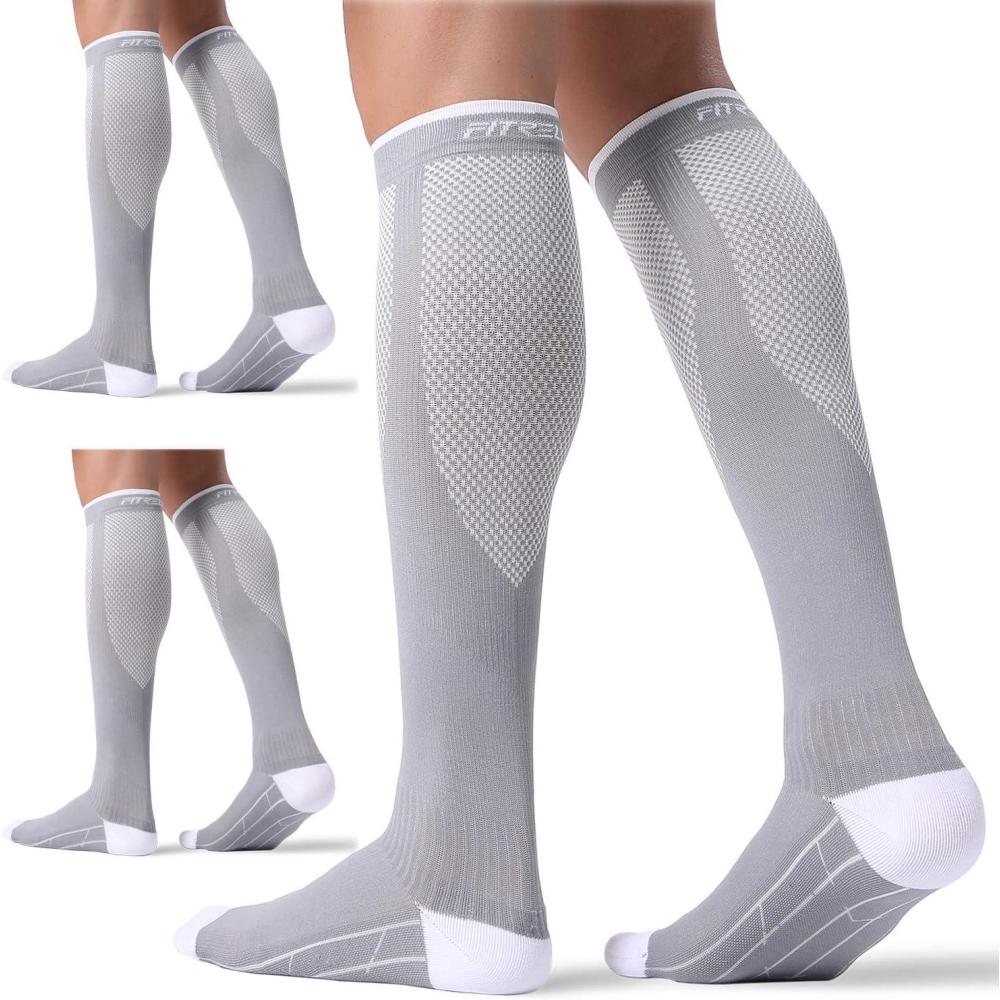 imageFITRELL 3 Pairs Compression Socks for Women and Men 2030mmHgCirculation Support SocksGrey