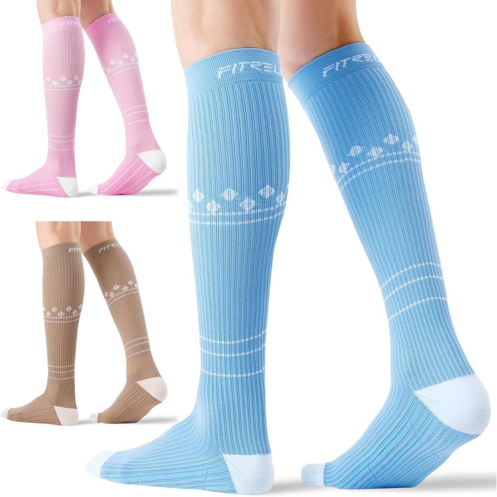 imageFITRELL 3 Pairs Compression Socks for Women and Men 2030mmHgCirculation Support SocksNeopolitan