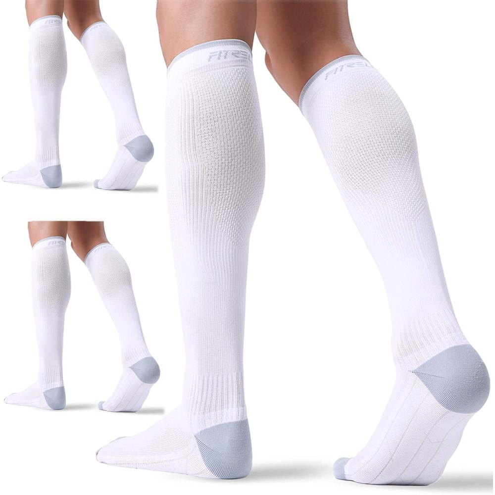 imageFITRELL 3 Pairs Compression Socks for Women and Men 2030mmHgCirculation Support SocksWhite