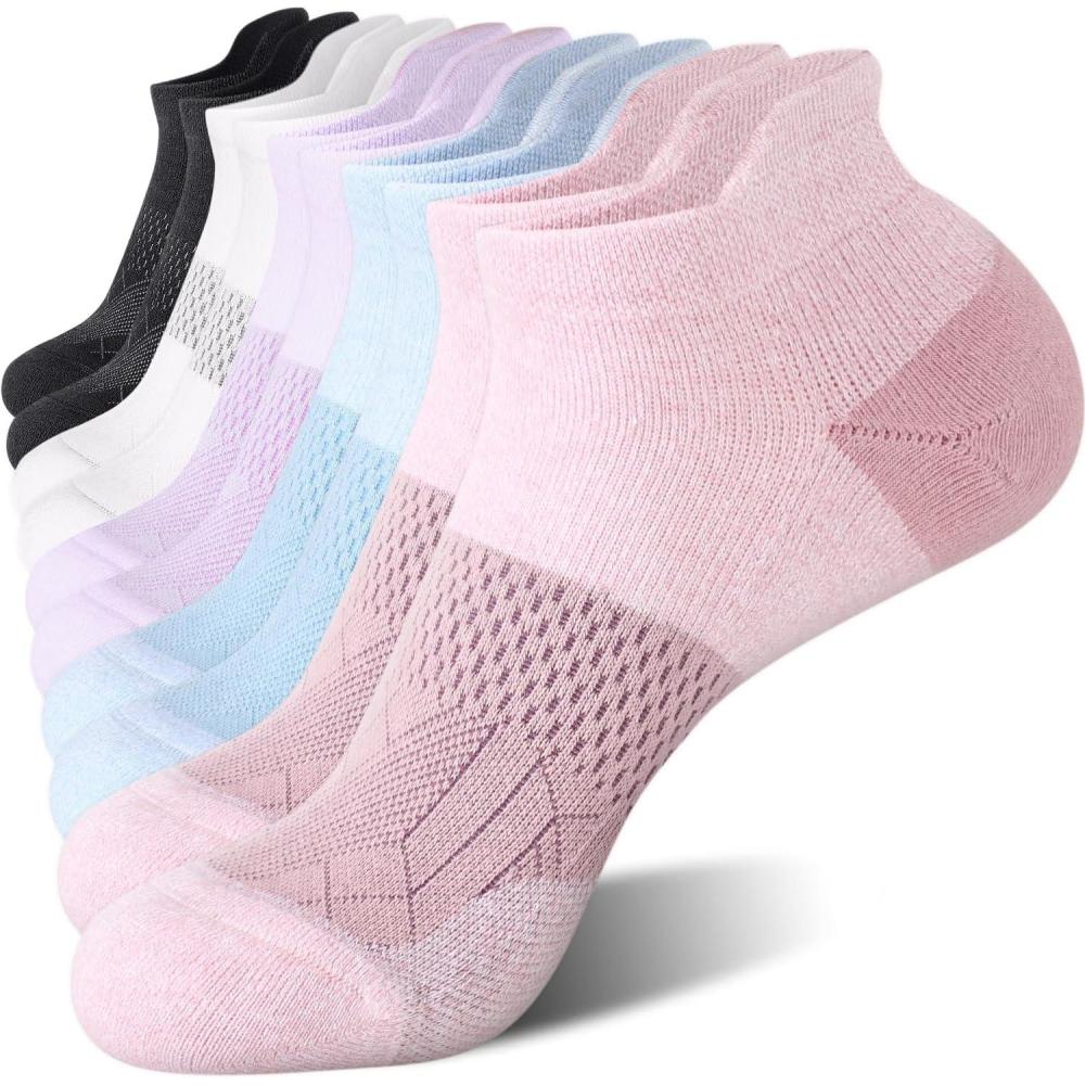 imageFITRELL 56 Pairs Ankle Running Socks for Women Athletic Cushioned Low Cut Tab Sports Socks5 Pairs Rococo