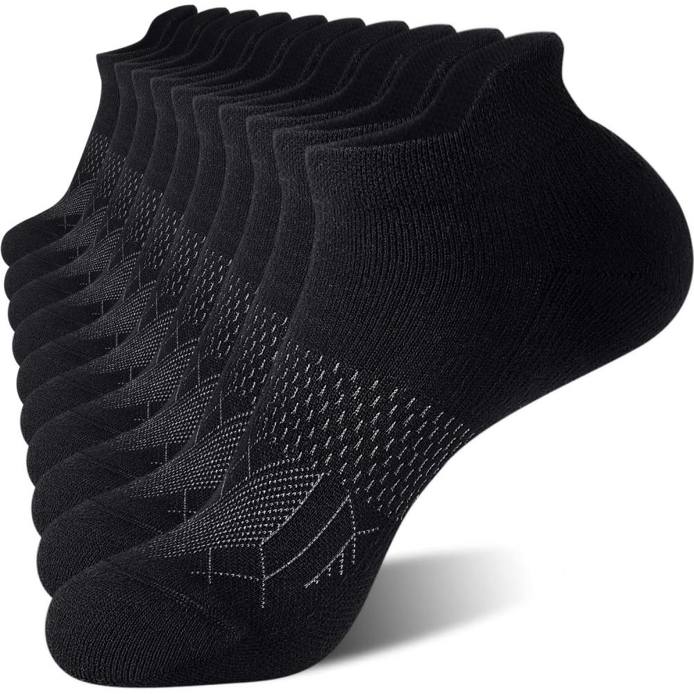 imageFITRELL 56 Pairs Ankle Running Socks for Women Athletic Cushioned Low Cut Tab Sports Socks6 Pairs All Black