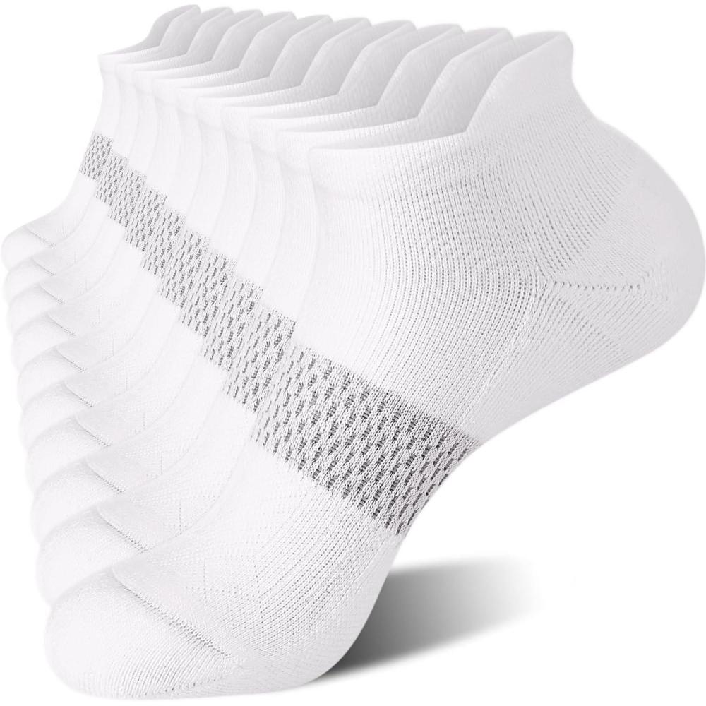 imageFITRELL 56 Pairs Ankle Running Socks for Women Athletic Cushioned Low Cut Tab Sports Socks6 Pairs All White