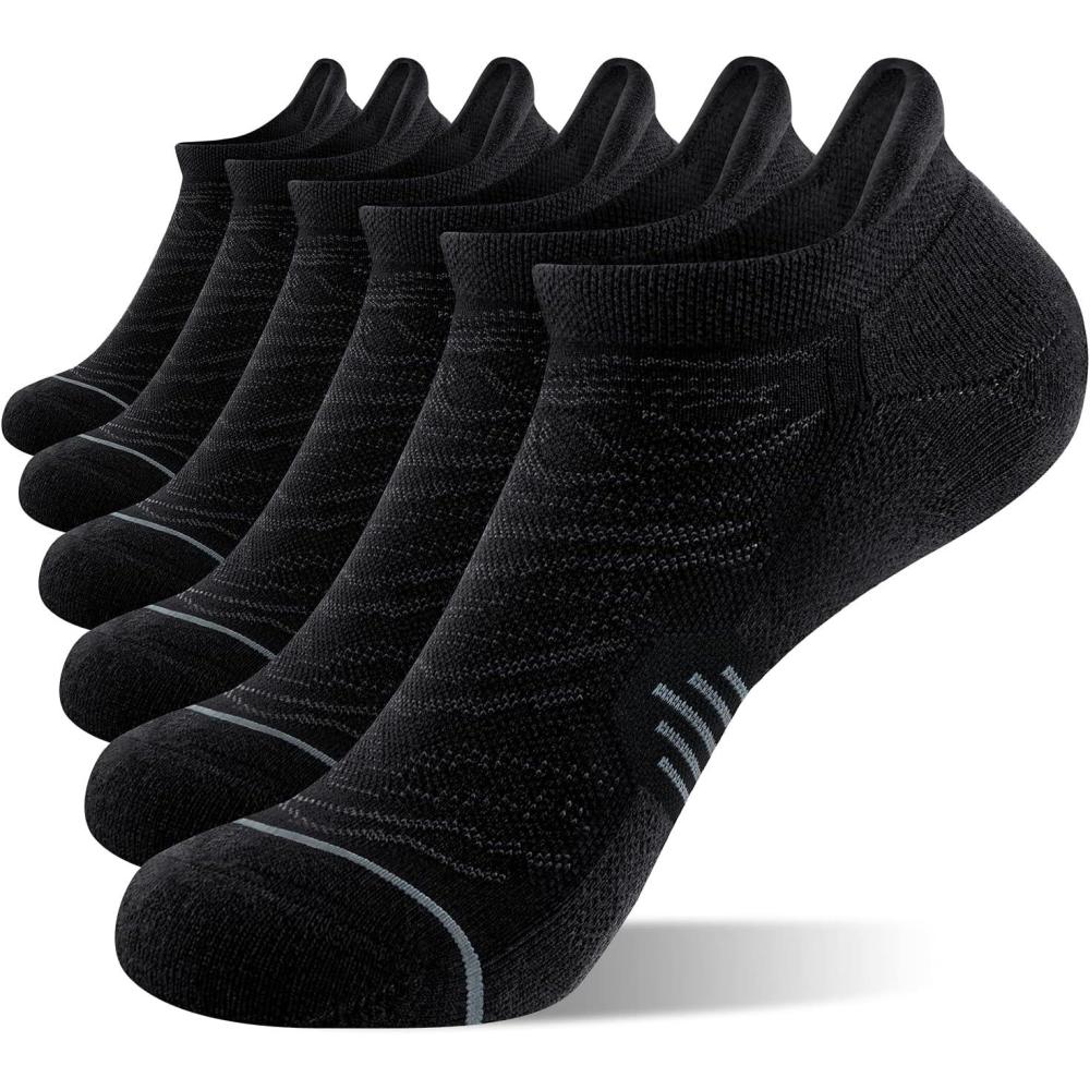 imageFITRELL 6 Pack Womens Ankle Running Socks Cushioned Low Cut Tab Athletic SocksBlack