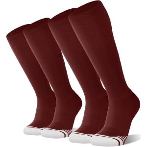 FITRELL 2/3 Pack Baseball Soccer Softball Socks for Kids Youth Men & Women Over-the-Calf Knee High Socks (Multiple Colors)(Maroon (2 Pack))