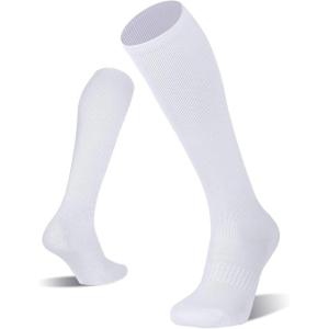 FITRELL 2/3 Pack Baseball Soccer Softball Socks for Kids Youth Men & Women Over-the-Calf Knee High Socks (Multiple Colors)(White (2 Pack))