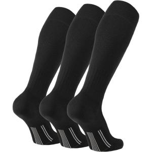 FITRELL 2/3 Pack Soccer Socks Baseball Softball For Youth Kids Boys Girls, Over-The-Calf Football Socks for Adult Men Women(Black*3)