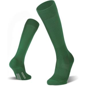 FITRELL 2/3 Pack Soccer Socks Baseball Softball For Youth Kids Boys Girls, Over-The-Calf Football Socks for Adult Men Women(Dark Green*2)