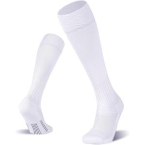 FITRELL 2/3 Pack Soccer Socks Baseball Softball For Youth Kids Boys Girls, Over-The-Calf Football Socks for Adult Men Women(White*2)