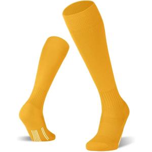 FITRELL 2/3 Pack Soccer Socks Baseball Softball For Youth Kids Boys Girls, Over-The-Calf Football Socks for Adult Men Women(Yellow*2)