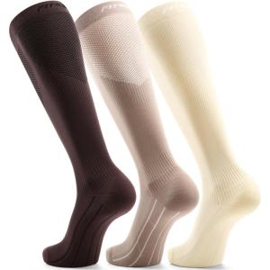 FITRELL 3 Pairs Compression Socks for Women and Men 20-30mmHg-Circulation Support Socks(Tan+almond+khaki)