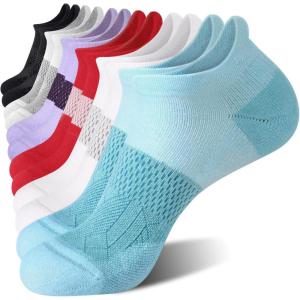 FITRELL 5-6 Pairs Ankle Running Socks for Women Athletic Cushioned Low Cut Tab Sports Socks(6 Pairs Brownie)