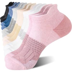 FITRELL 5-6 Pairs Ankle Running Socks for Women Athletic Cushioned Low Cut Tab Sports Socks(6 Pairs Chocolate)