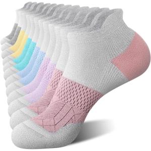 FITRELL 5-6 Pairs Ankle Running Socks for Women Athletic Cushioned Low Cut Tab Sports Socks(6 Pairs Grey)
