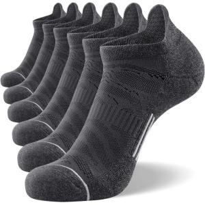 FITRELL 6 Pack Men’s Ankle Running Socks Low Cut Cushioned Athletic Sports Socks 7-9/9-12/12-15(Dark Grey+grey)