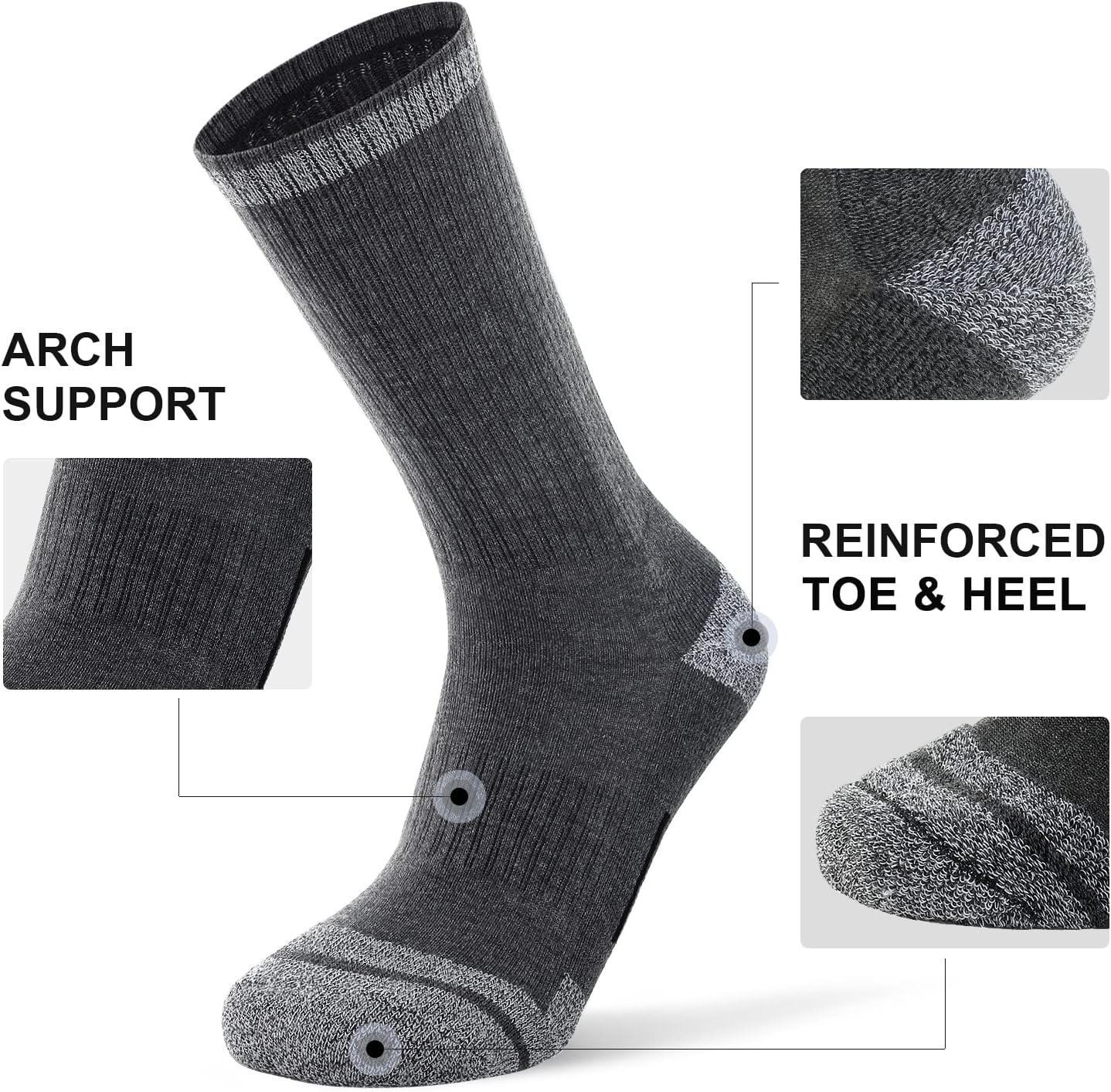 imageFITRELL 6 Pack Mens Athletic Moisture Wicking Crew Socks Cushioned Sport Running Work Boot Socks Size 9121215Black2white2grey2