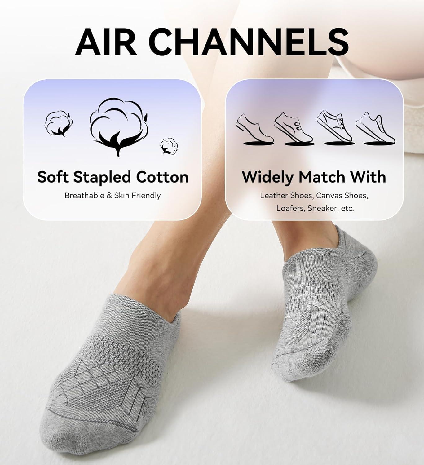 imageFITRELL No Show Socks Womens Cotton Cushioned Athletic Ankle Low Cut Invisible Non Slip Socks 58 Pairs5 Pairs Classic Blackwhitedark Greygreynude