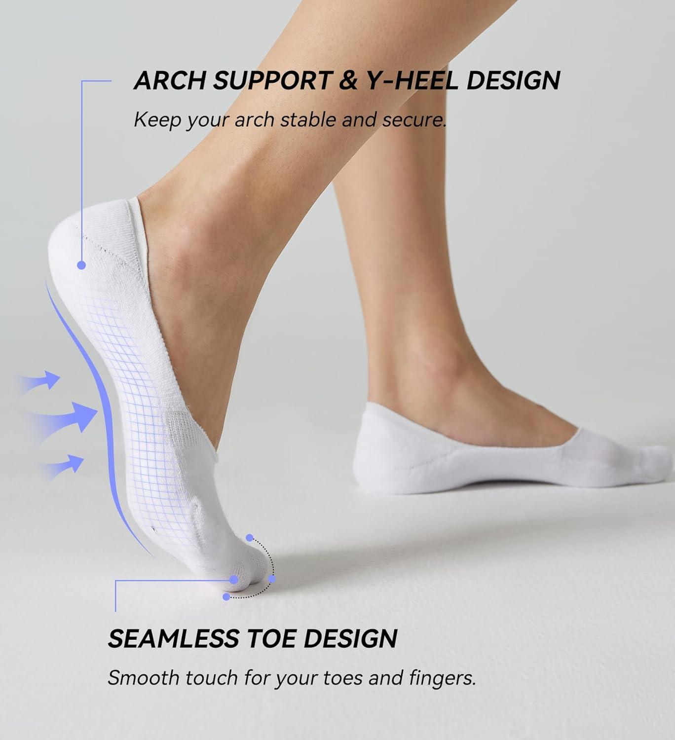 imageFITRELL No Show Socks Womens Cotton Cushioned Athletic Ankle Low Cut Invisible Non Slip Socks 58 Pairs8 Pairs Ankle Low Blackwhitedark Greygrey