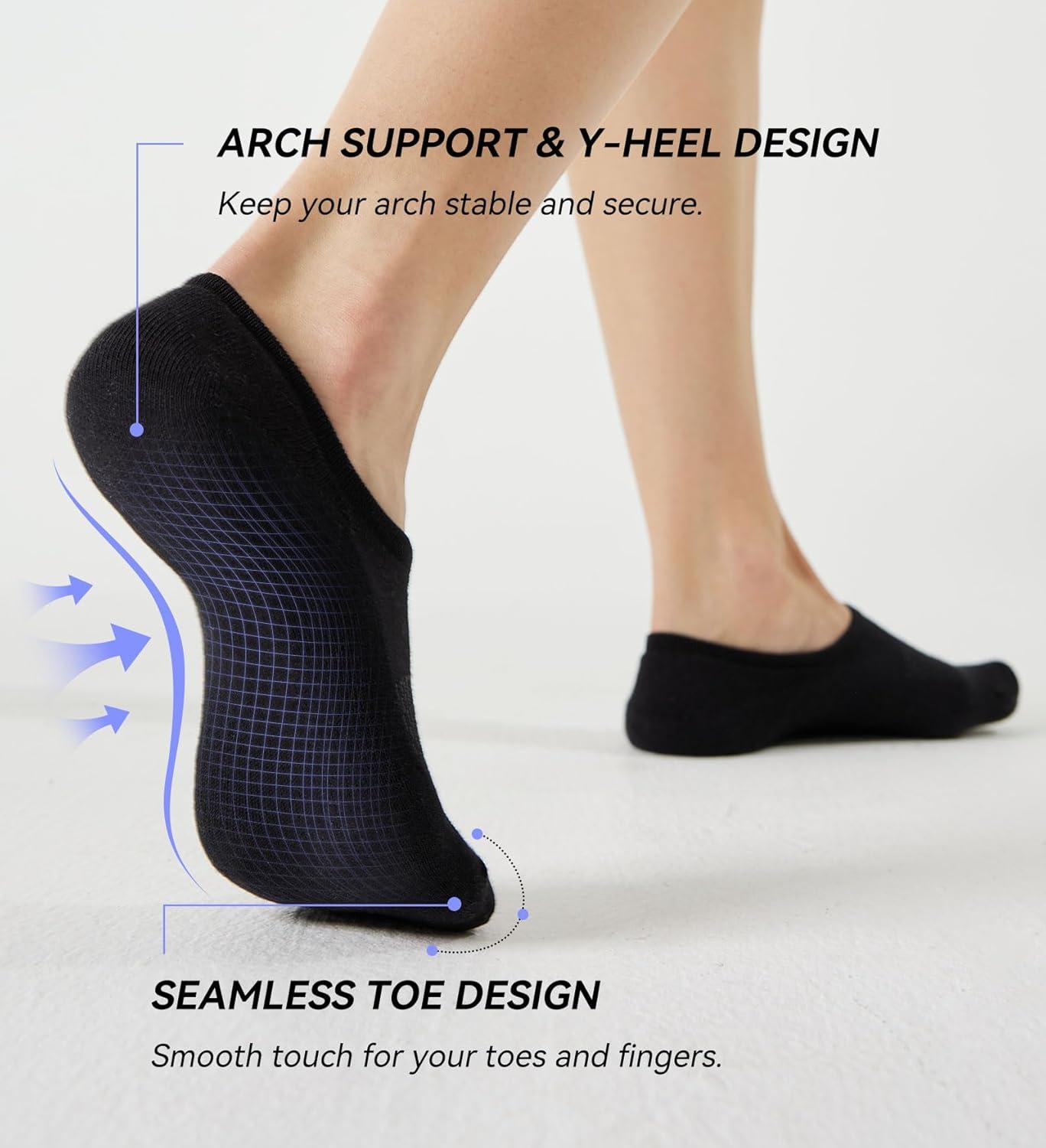 imageFITRELL No Show Socks Womens Cotton Cushioned Athletic Ankle Low Cut Invisible Non Slip Socks 58 Pairs8 Pairs Black