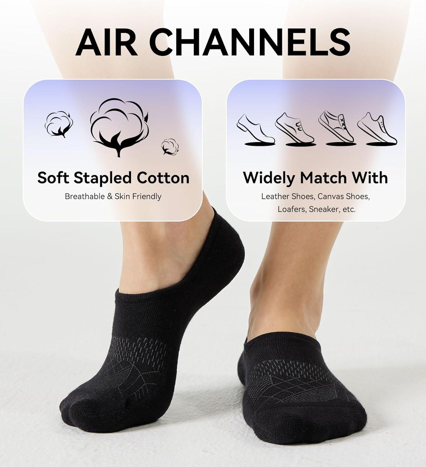 imageFITRELL No Show Socks Womens Cotton Cushioned Athletic Ankle Low Cut Invisible Non Slip Socks 58 Pairs8 Pairs Black