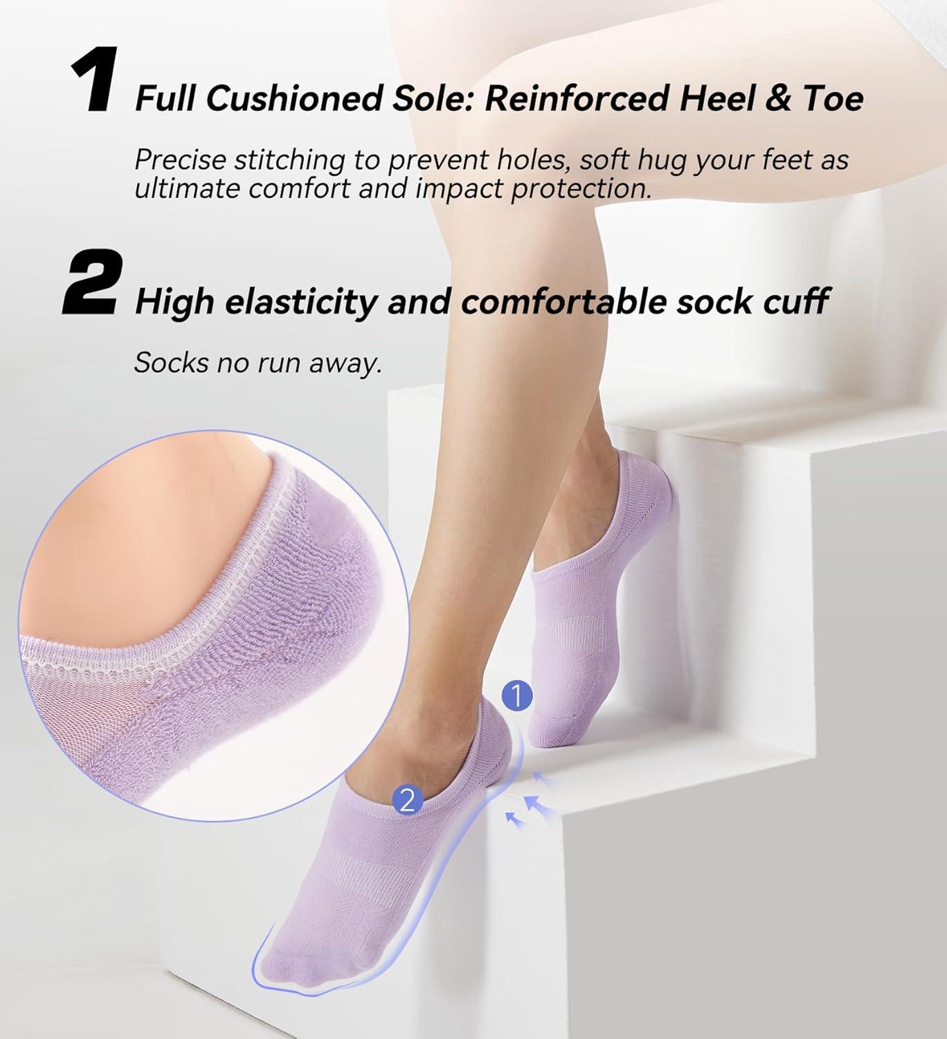 imageFITRELL No Show Socks Womens Cotton Cushioned Athletic Ankle Low Cut Invisible Non Slip Socks 58 Pairs8 Pairs Mulicolor Bliss Cream