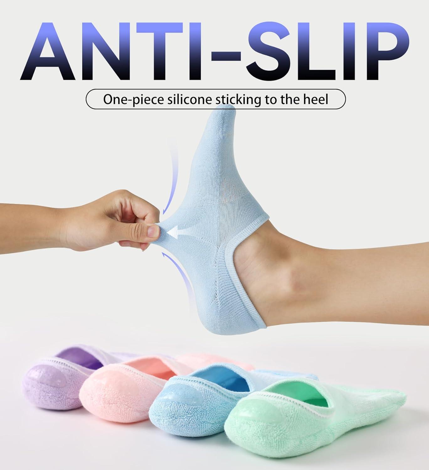 imageFITRELL No Show Socks Womens Cotton Cushioned Athletic Ankle Low Cut Invisible Non Slip Socks 58 Pairs8 Pairs Mulicolor Bliss Cream