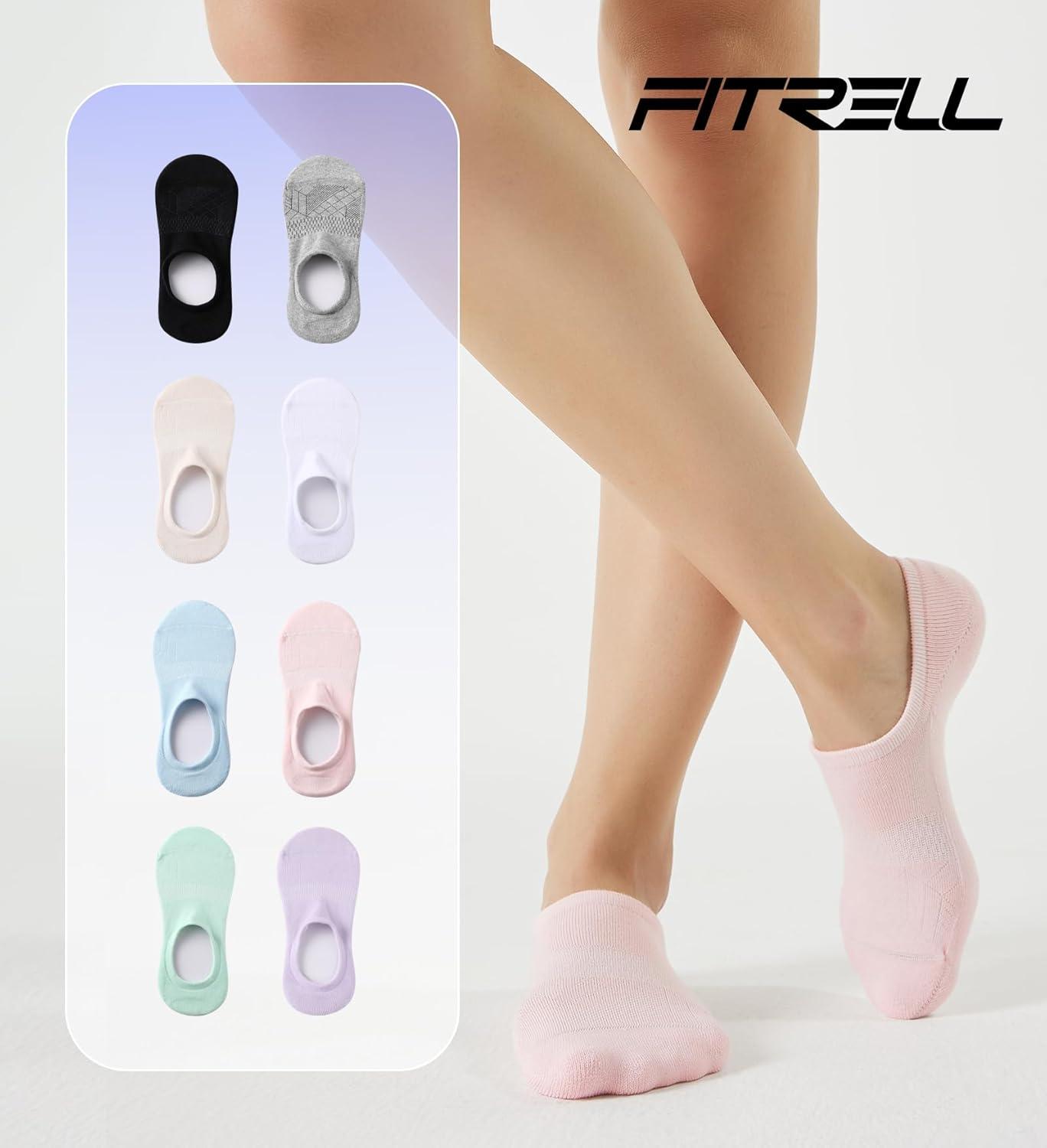 imageFITRELL No Show Socks Womens Cotton Cushioned Athletic Ankle Low Cut Invisible Non Slip Socks 58 Pairs8 Pairs Mulicolor Bliss Cream