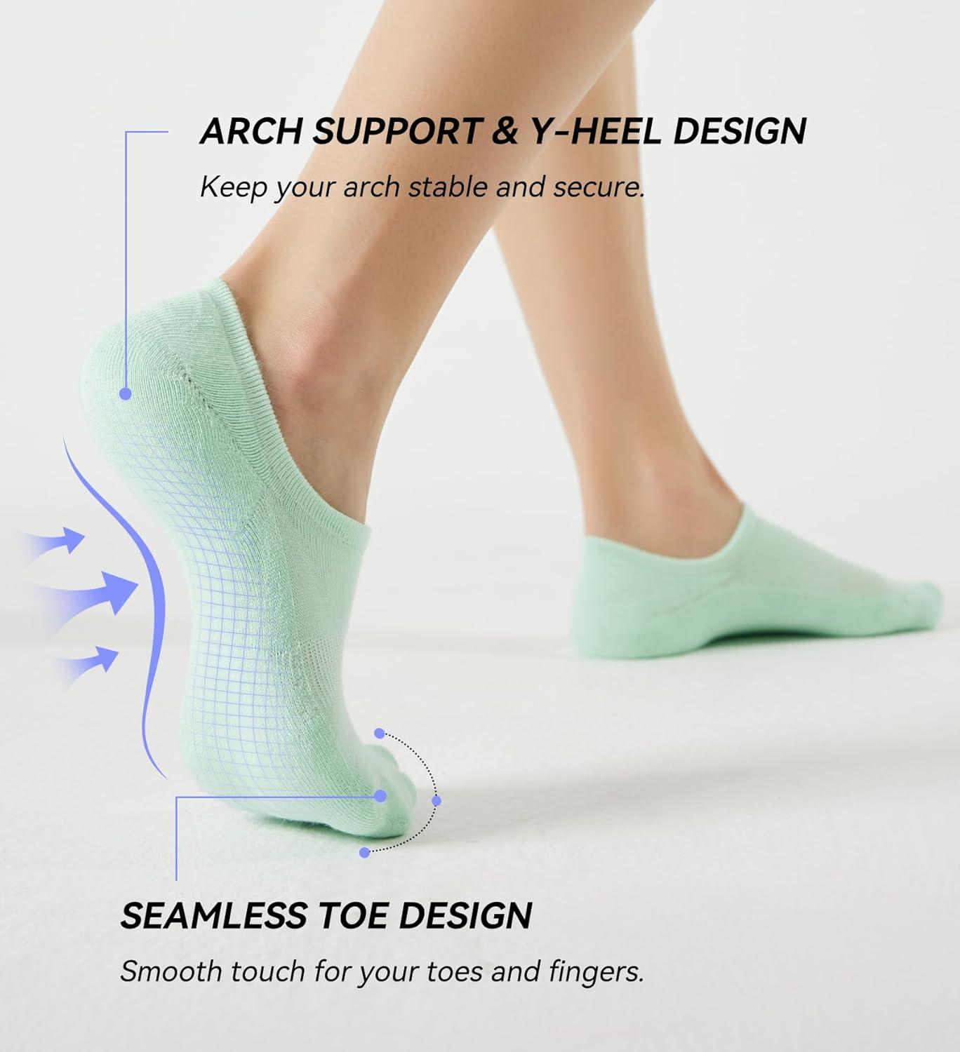 imageFITRELL No Show Socks Womens Cotton Cushioned Athletic Ankle Low Cut Invisible Non Slip Socks 58 Pairs8 Pairs Mulicolor Bliss Cream