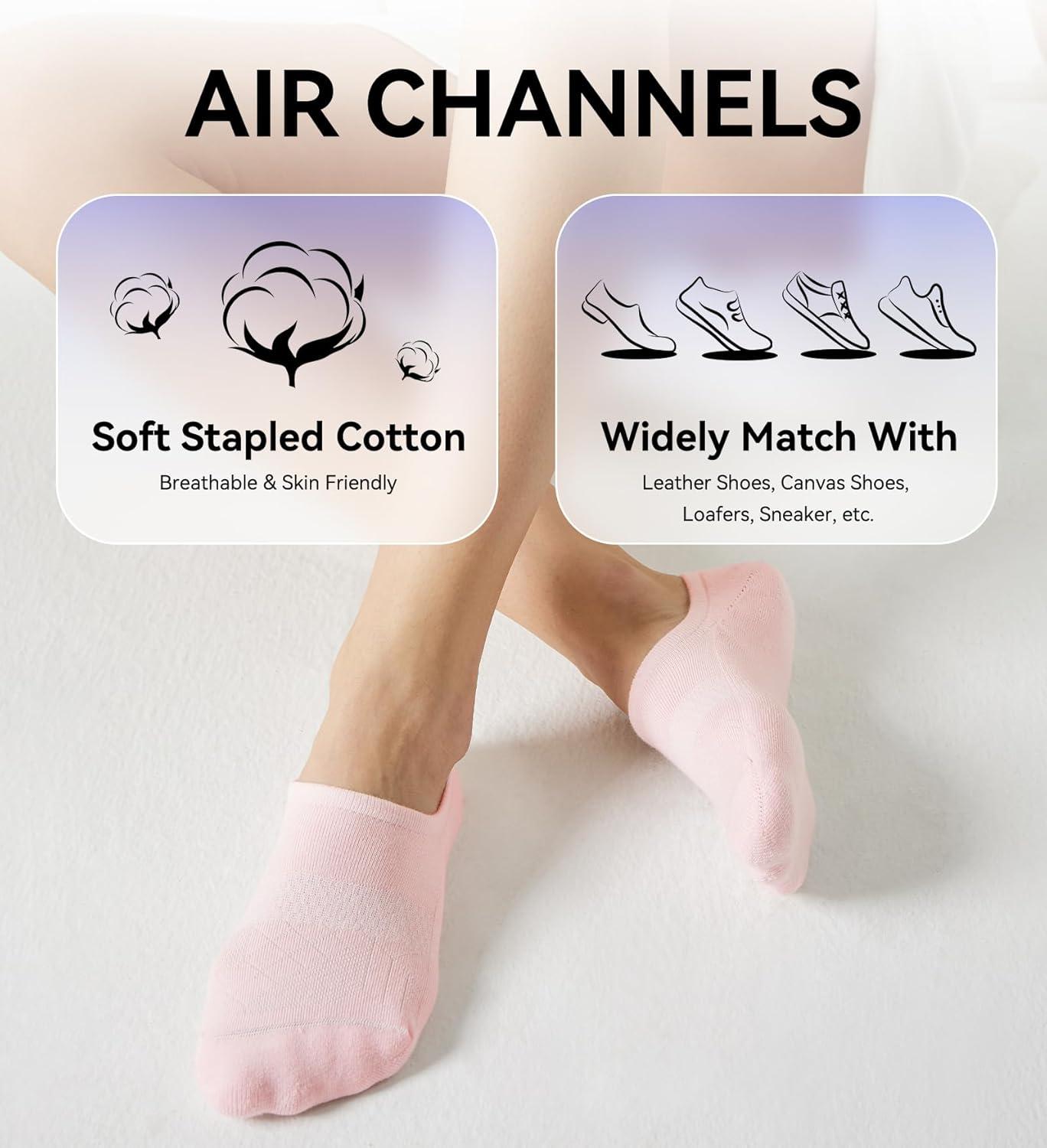 imageFITRELL No Show Socks Womens Cotton Cushioned Athletic Ankle Low Cut Invisible Non Slip Socks 58 Pairs8 Pairs Mulicolor Bliss Cream