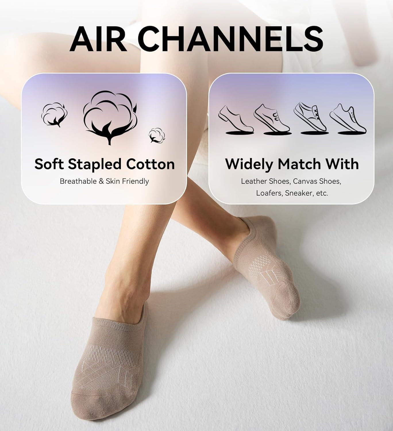 imageFITRELL No Show Socks Womens Cotton Cushioned Athletic Ankle Low Cut Invisible Non Slip Socks 58 Pairs8 Pairs Mulicolor Tan