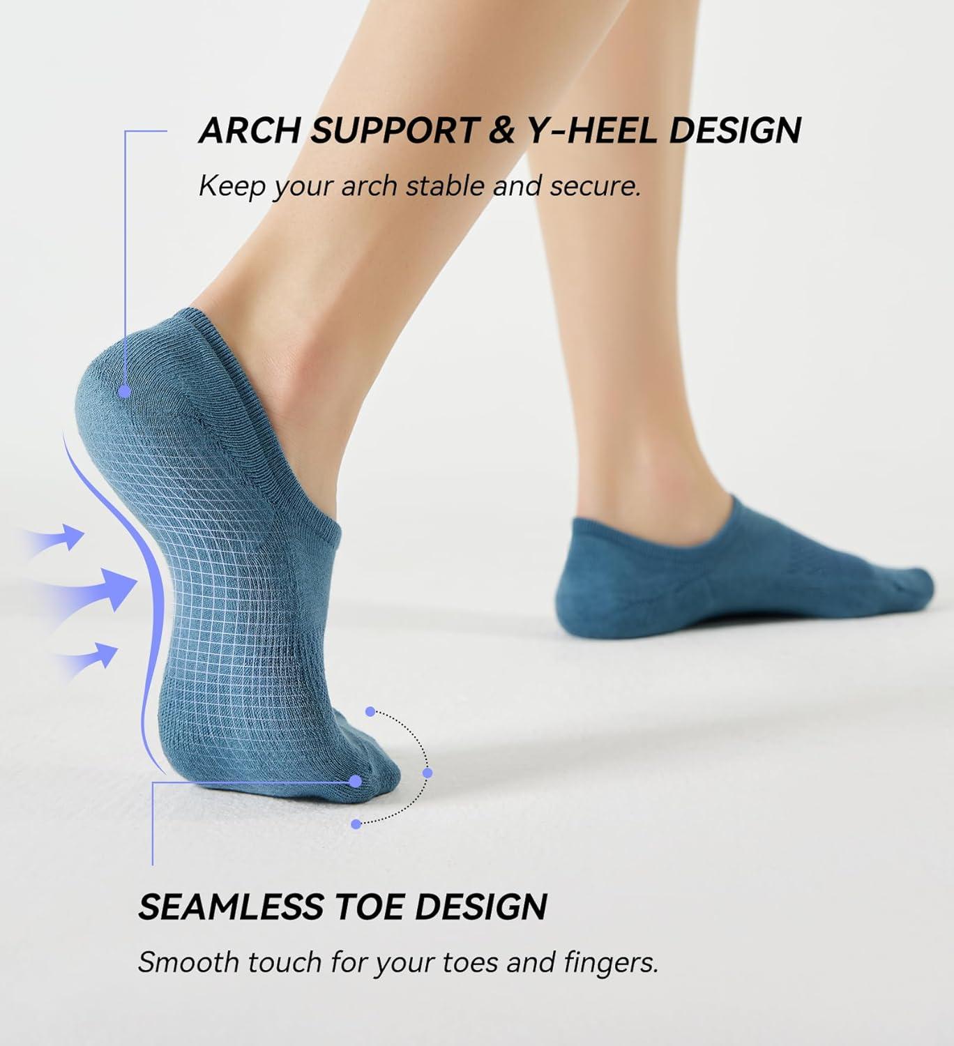 imageFITRELL No Show Socks Womens Cotton Cushioned Athletic Ankle Low Cut Invisible Non Slip Socks 58 Pairs8 Pairs Mulicolor Wonder Amber