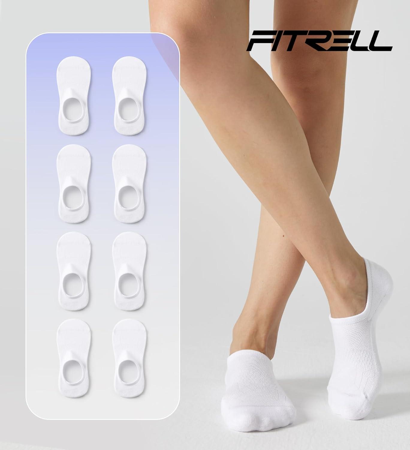 imageFITRELL No Show Socks Womens Cotton Cushioned Athletic Ankle Low Cut Invisible Non Slip Socks 58 Pairs8 Pairs White
