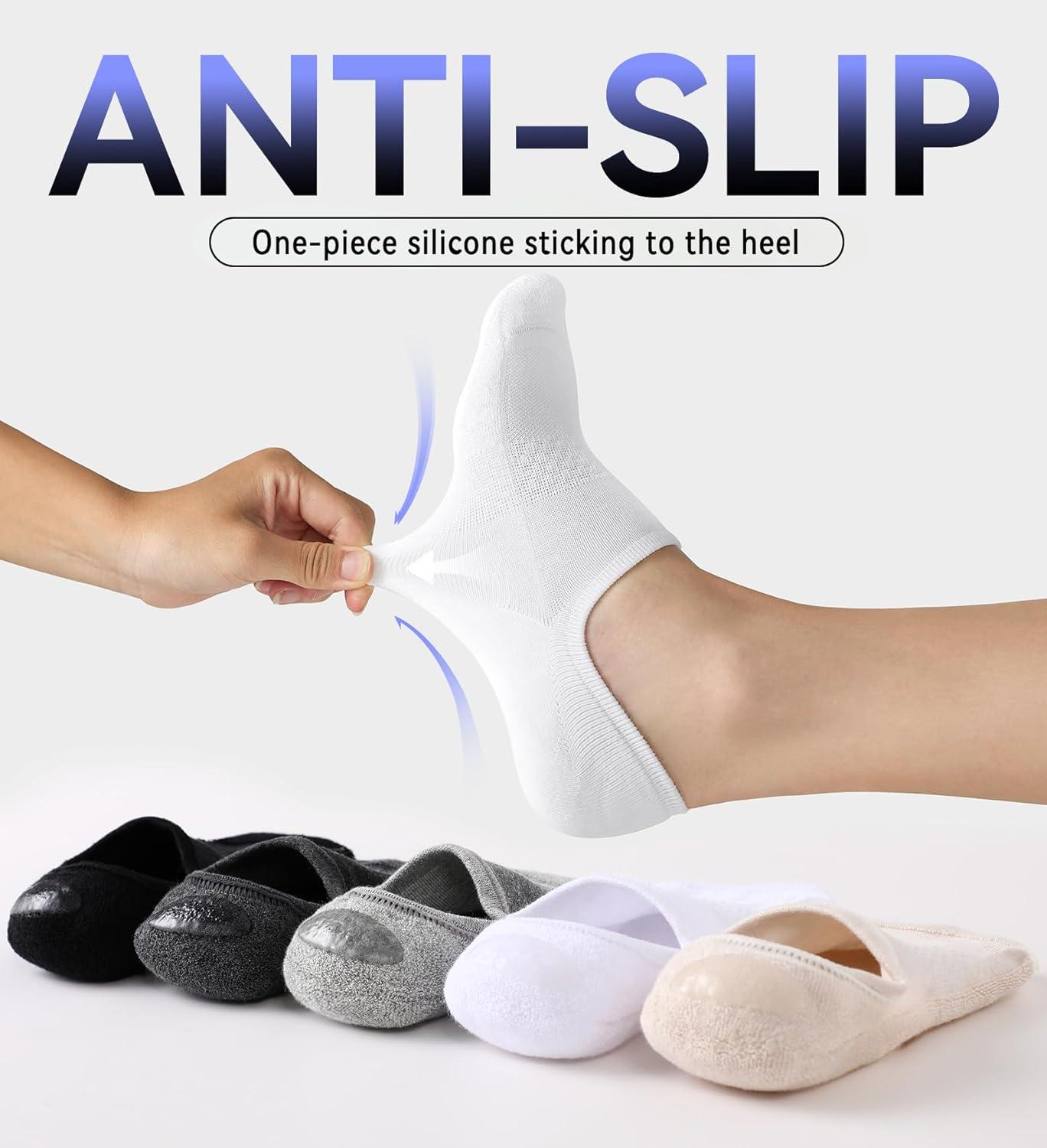 imageFITRELL No Show Socks Womens Cotton Cushioned Athletic Ankle Low Cut Invisible Non Slip Socks 58 Pairs8 Pairs White