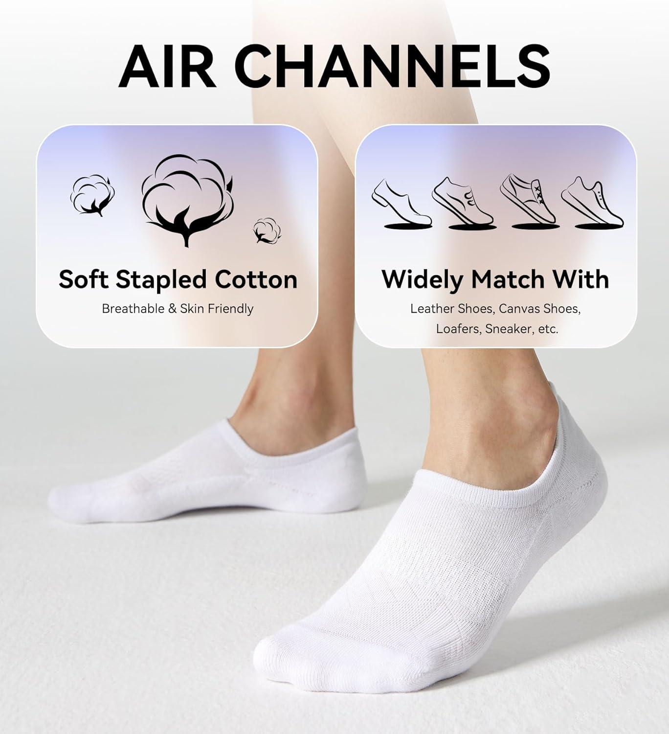 imageFITRELL No Show Socks Womens Cotton Cushioned Athletic Ankle Low Cut Invisible Non Slip Socks 58 PairsBasic Black4white4