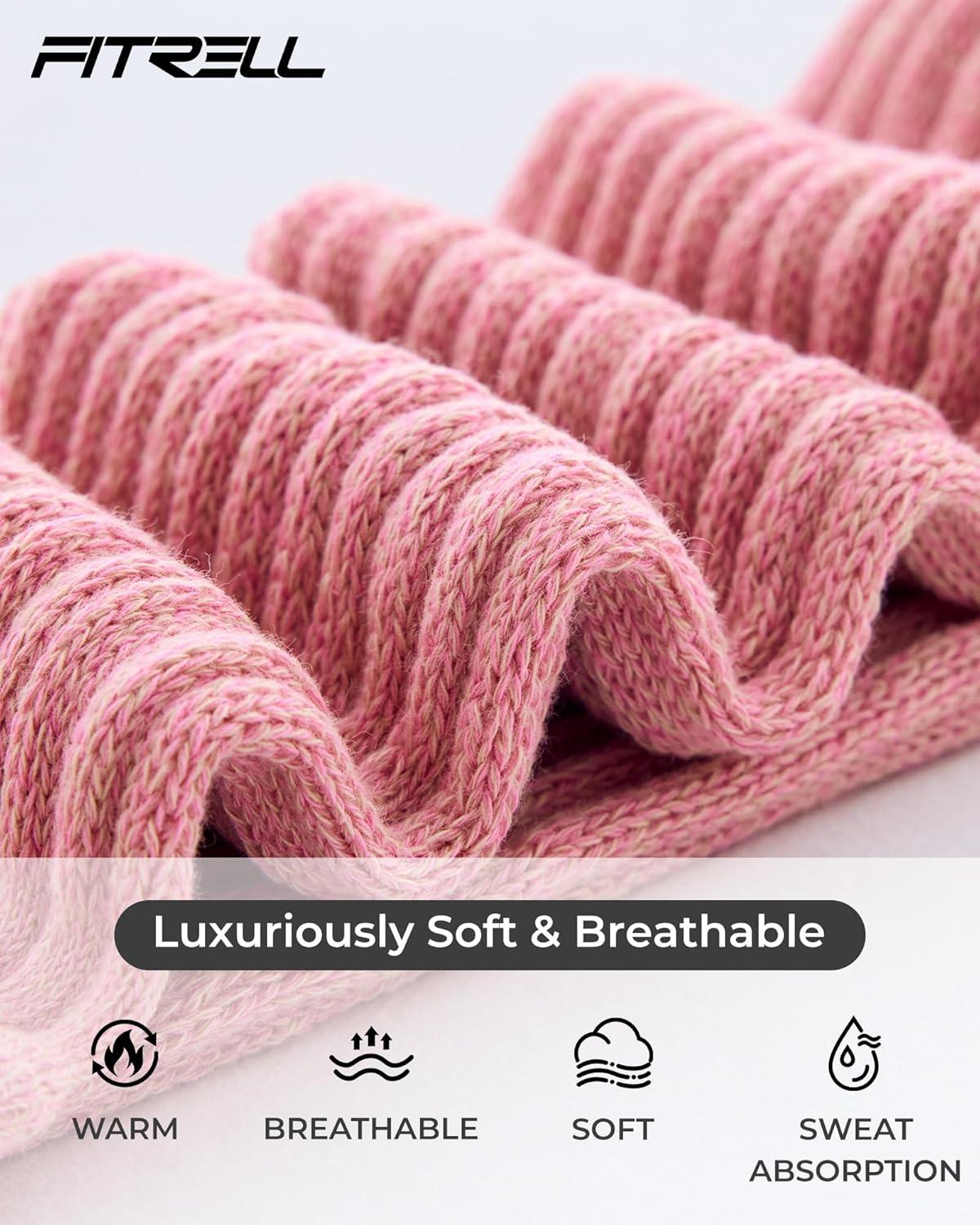 imageFITRELL Slouch Socks for Women 3 Pairs Soft Cotton Knee High Scrunch Tube Boot SocksBluebrownpink