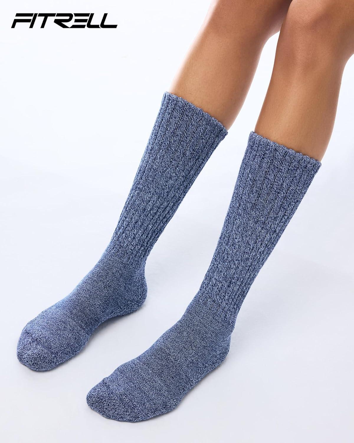 imageFITRELL Slouch Socks for Women 3 Pairs Soft Cotton Knee High Scrunch Tube Boot SocksBluebrownpink