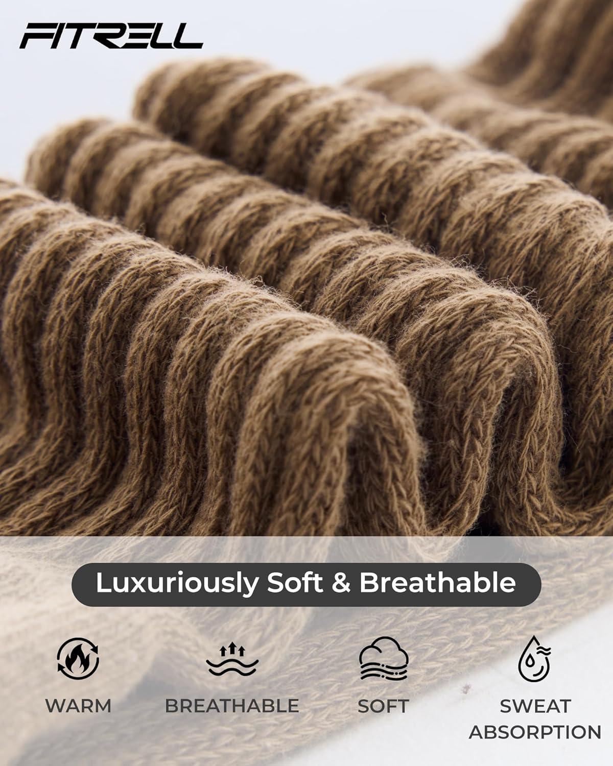 imageFITRELL Slouch Socks for Women 3 Pairs Soft Cotton Knee High Scrunch Tube Boot SocksKhakilight Browndark Brown