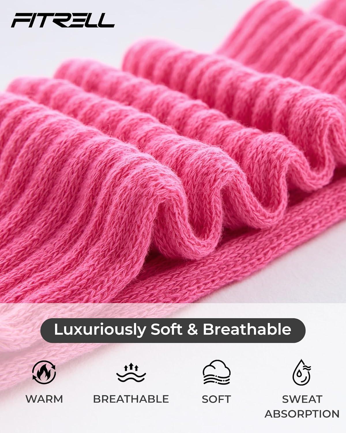 imageFITRELL Slouch Socks for Women 3 Pairs Soft Cotton Knee High Scrunch Tube Boot SocksLight Purplepurplehot Pink