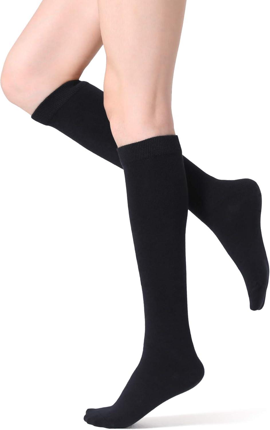 imageFITRELL Womens Knee High Socks Outdoor Sport Athletic Socks Casual Stripe Tube Socks 14 PackBlack