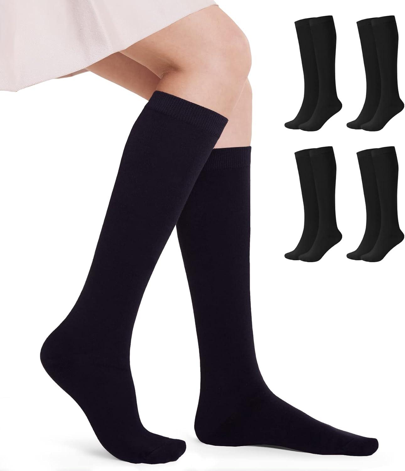 imageFITRELL Womens Knee High Socks Outdoor Sport Athletic Socks Casual Stripe Tube Socks 14 PackBlack