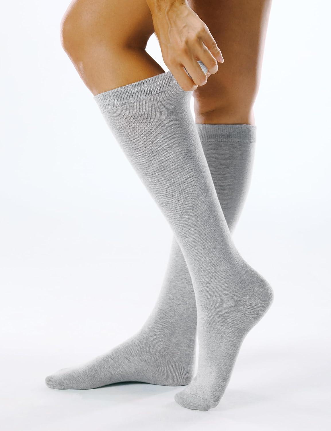 imageFITRELL Womens Knee High Socks Outdoor Sport Athletic Socks Casual Stripe Tube Socks 14 PackBlacknavydark Greylight Grey