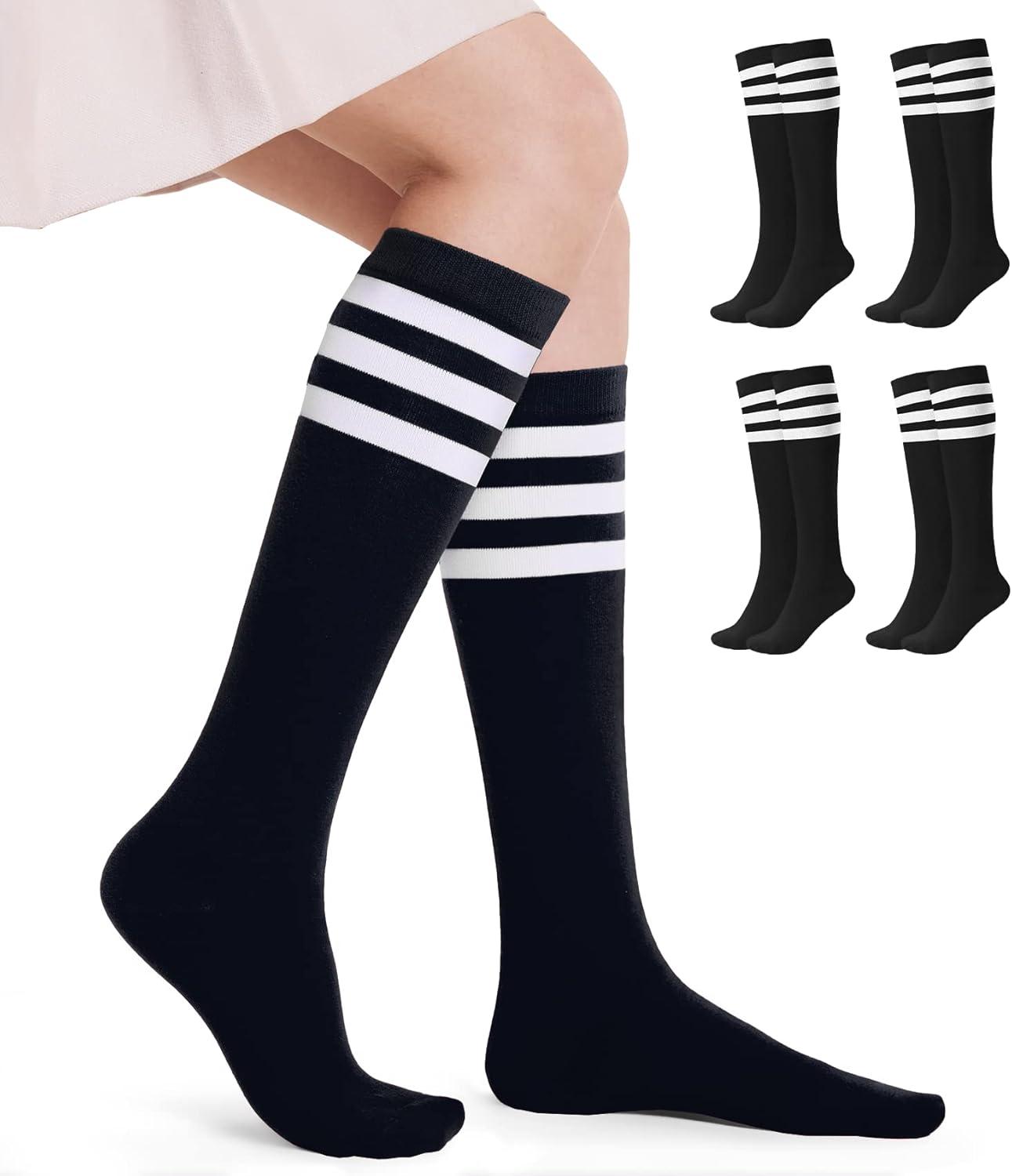 imageFITRELL Womens Knee High Socks Outdoor Sport Athletic Socks Casual Stripe Tube Socks 14 PackBlackwhite