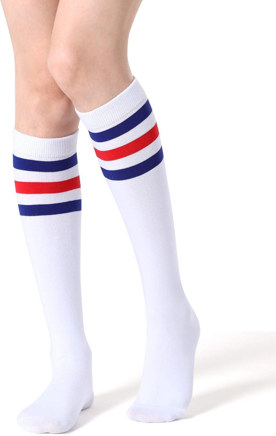 imageFITRELL Womens Knee High Socks Outdoor Sport Athletic Socks Casual Stripe Tube Socks 14 PackMulticolor
